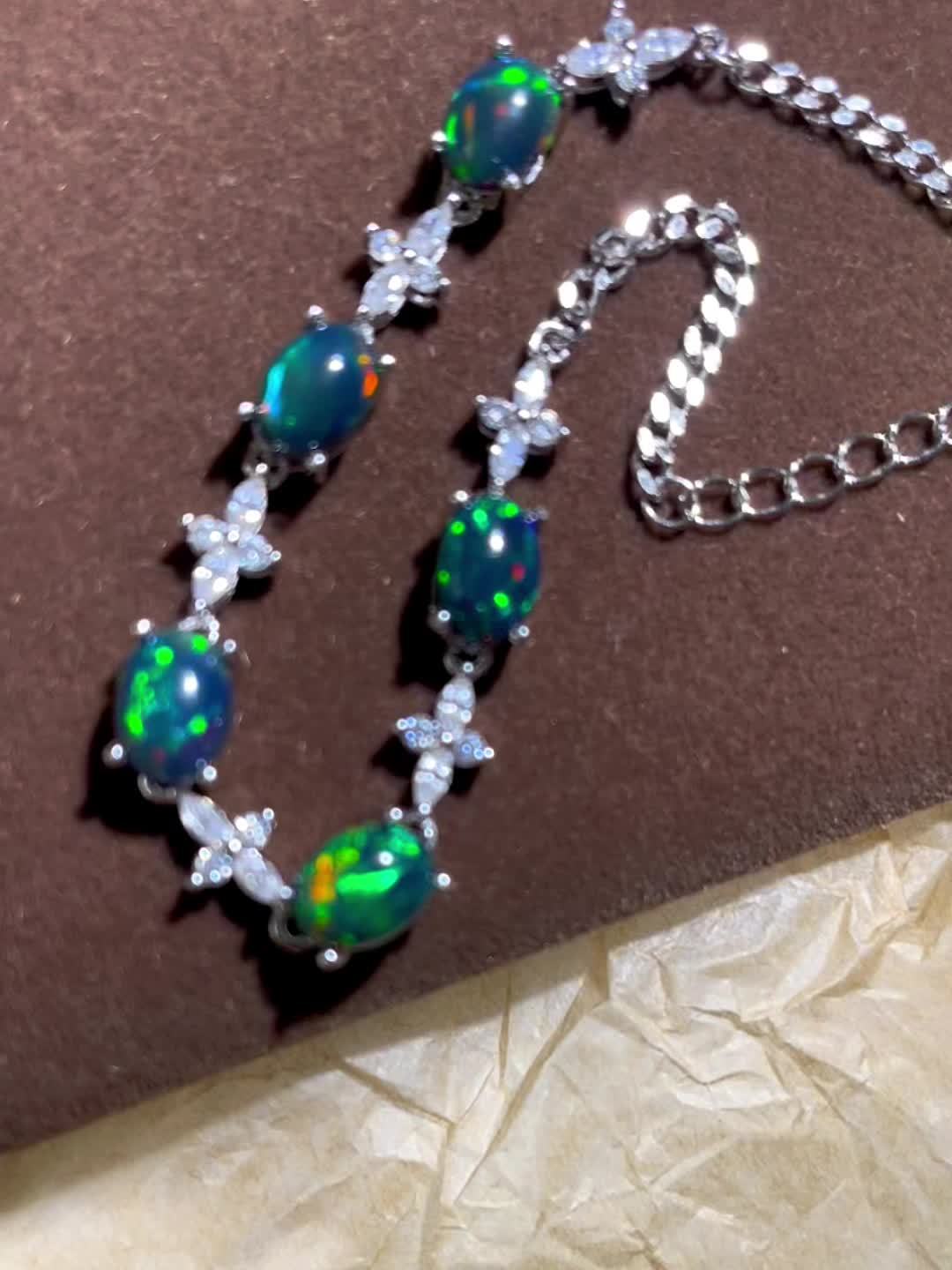 Women's Genuine Natural Opal Bracelet in S925 Silver